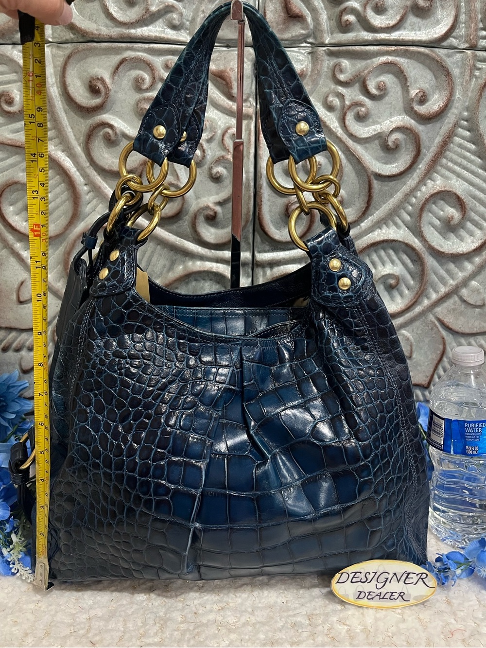 COACH Madison Maggie Blue Croc Embossed Leather Shoulder bag 14325 RARE! - Picture 8 of 12